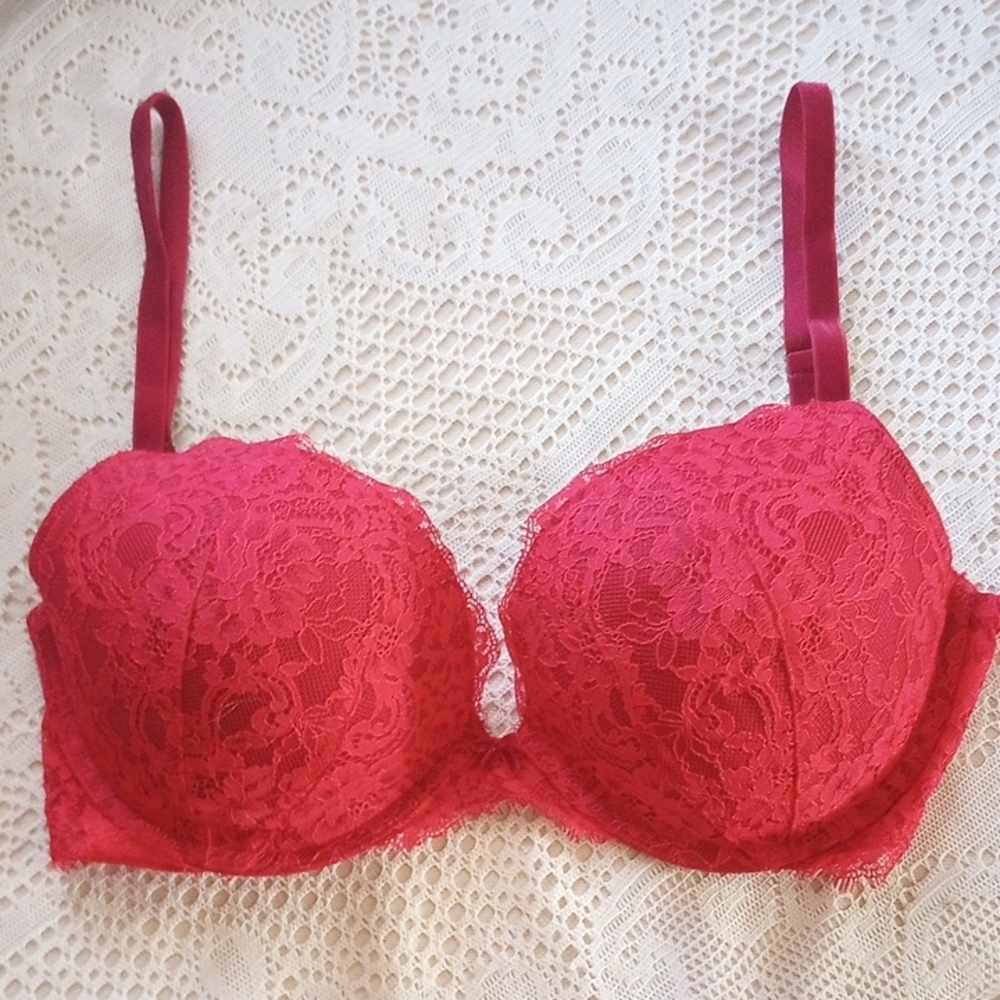 Victoria's Secret Red Lace Push-Up Bra